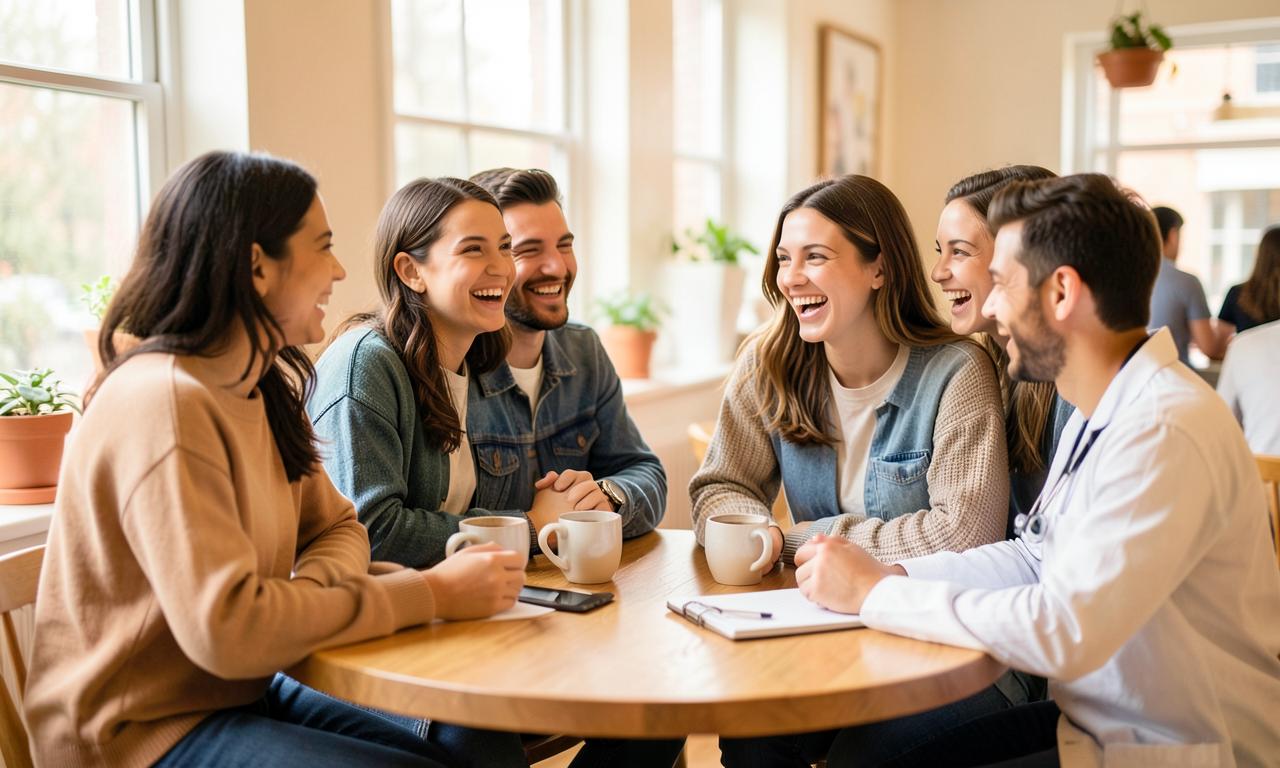 Doctors connecting over coffee